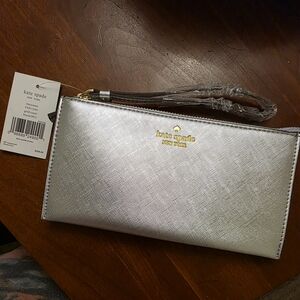 Kate Spade Metallic Silver Wristlet